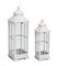 Diva At Home Set of 2 White Distressed Finish Elegant Lantern with Glass Door 38"